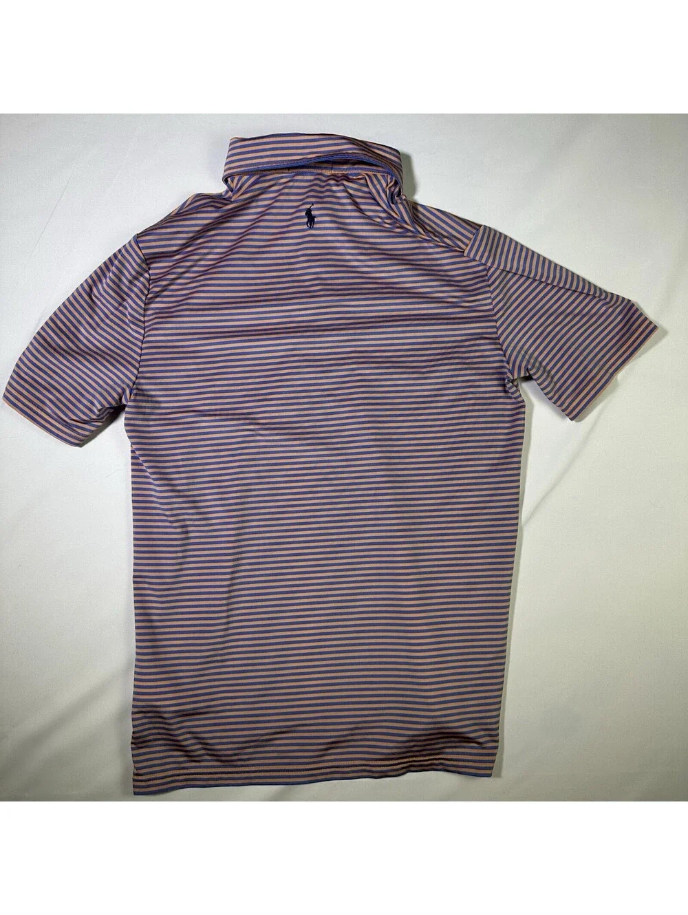 Polo Ralph Lauren Performance Striped Polo Shirt Boys Large 14-16 Orange Blue
